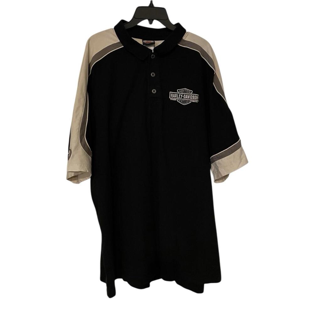 Harley Davidson Polo Shirt XL Black Pig Trail Rogers AR Colorblock